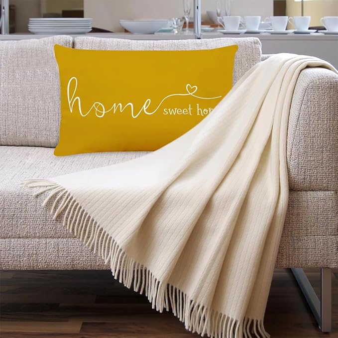 MFGNEH Home Sweet Home Quotes Farmhouse Pillow Covers 12x20 Inch, Decorative - Image 2