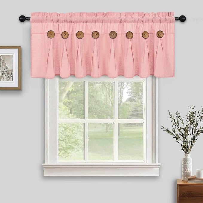 FRAMICS Farmhouse Valance Curtains, Boho Cotton Linen Kitchen Valance, Country - Image 2