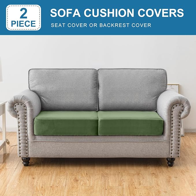 Couch Cover Stretch Velvet Sofa Cushion Cover 2-Piece - Image 3