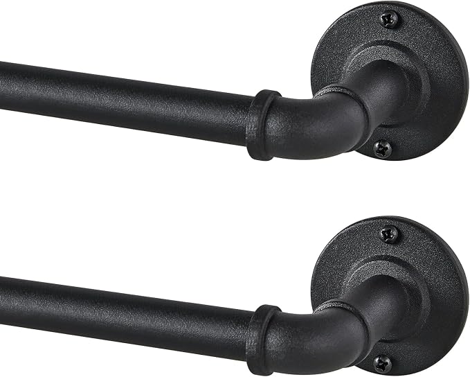 2 Pack Industrial Curtain Rods for Windows 66 to 120 Inches, for Indoor and by JoyUltra
