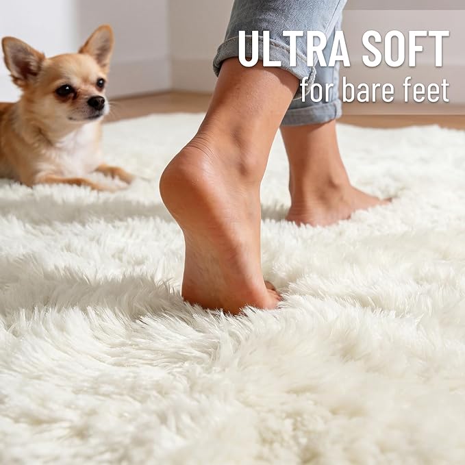 OLANLY 4x4 Machine Washable Accent Rug, Soft Fluffy Shaggy Area Rug - Image 4