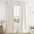 Guken Ivory Linen 100% Blackout Curtains 90 Inch Length 2 Panels Set by Guken