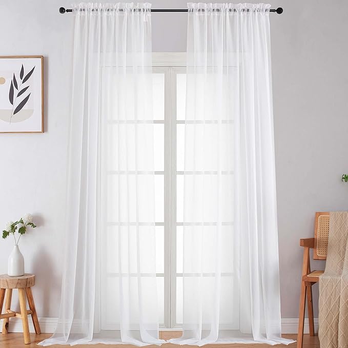 Extra Long Sheer White Curtains by WelvetBLK