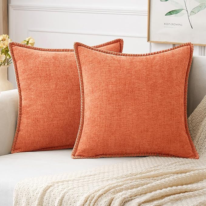 MIULEE Pack of 2 Couch Throw Pillow Covers 20x20 Inch Coral Red Farmhouse by MIULEE