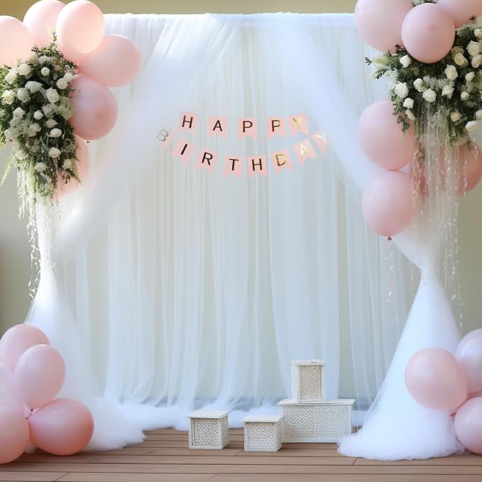 White Sheer Tulle Backdrop Curtains - Image 4