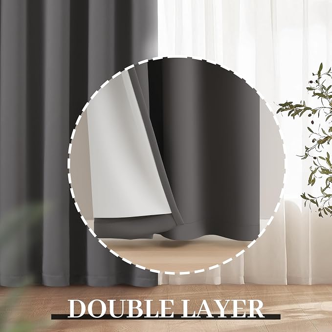 Yakamok Dove Grey 100% Blackout Curtains Grommet Window Treatments - Image 7