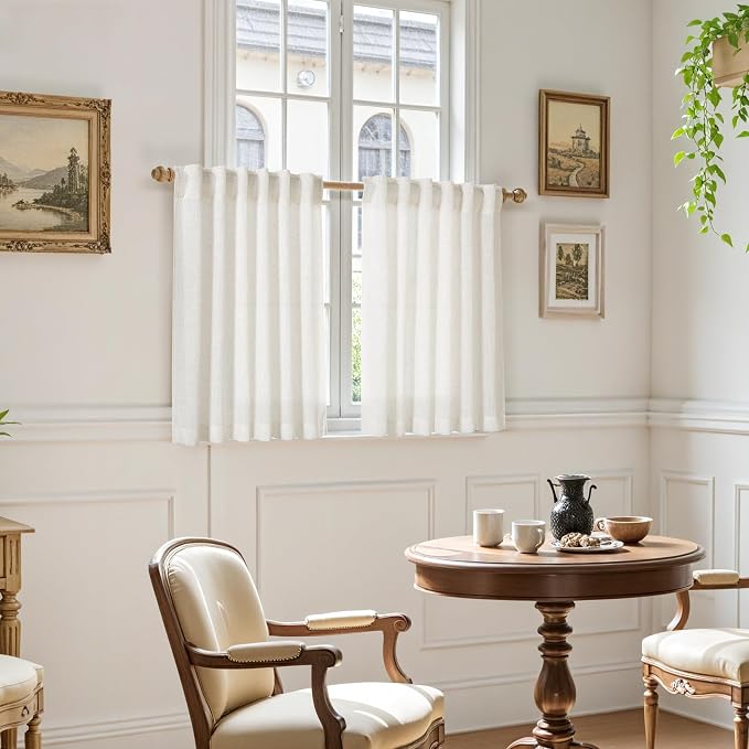 Nanspring 45 Inch Short Window Linen Curtains, Kitchen Window Curtains Over - Image 6