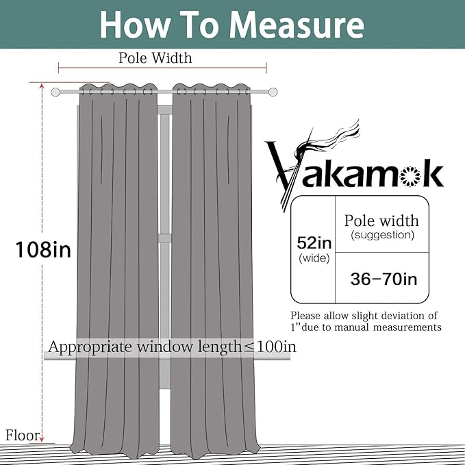 Yakamok Blackout Curtains Room Darkening Thermal Insulated Grommet top Window - Image 7