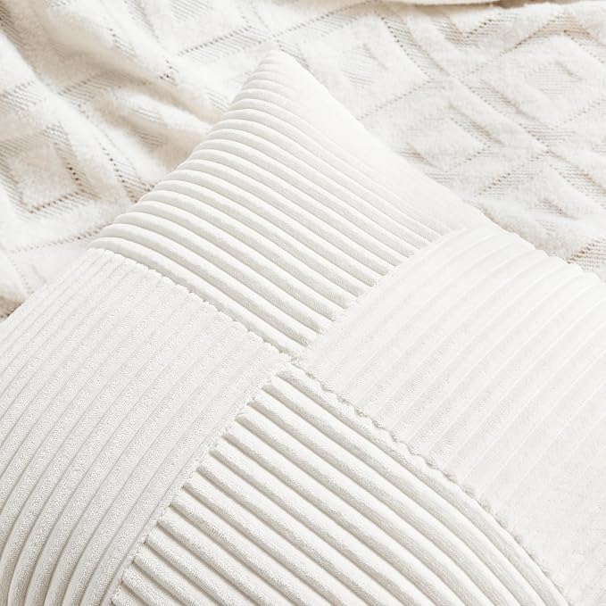 Fancy Homi 2 Packs Cream White Lumbar Decorative Throw Pillow Covers 16x32 Inch - Image 3