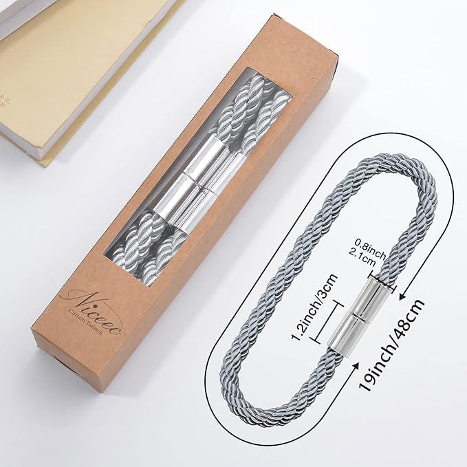 NICEEC 2 Pack Strong Magnetic Curtain Tiebacks Modern Simple Style Drape Tie - Image 5