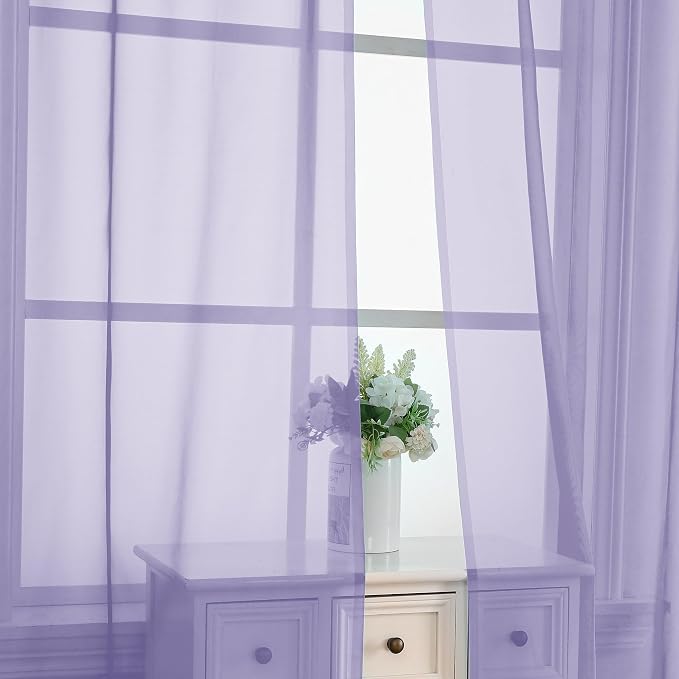 OVZME Lavender Sheer Curtains 72 Inches Long 2 Panels - Image 4