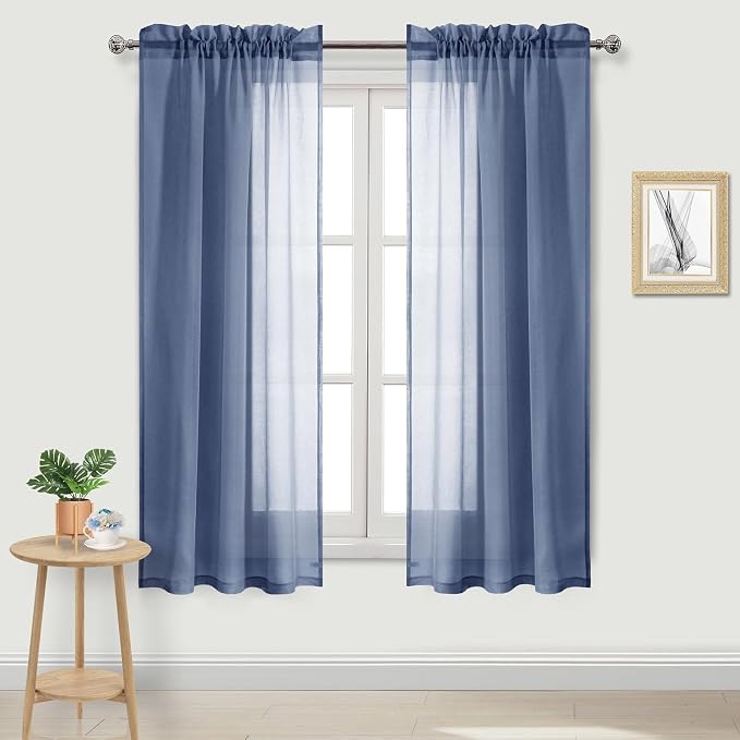 DWCN Sheer Curtains Semi Transparent Voile Rod Pocket Curtains by DWCN
