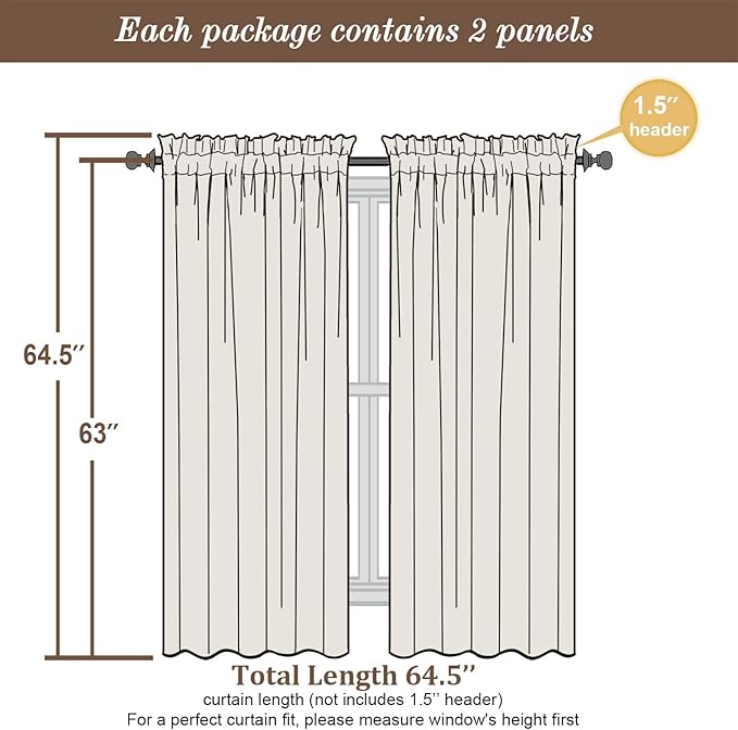 Chyhomenyc Hunter Green Sheer Curtains 63 Inch Length 2 Panels, Rod Pocket - Image 6