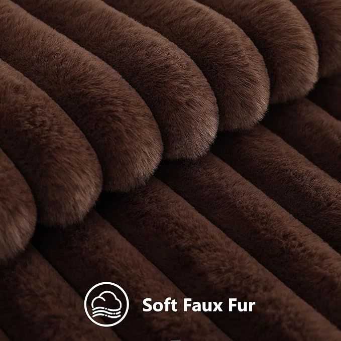 decorUhome Fall Faux Fur Throw Pillow Covers 18x18 Set of 2 Dark Brown | - Image 7