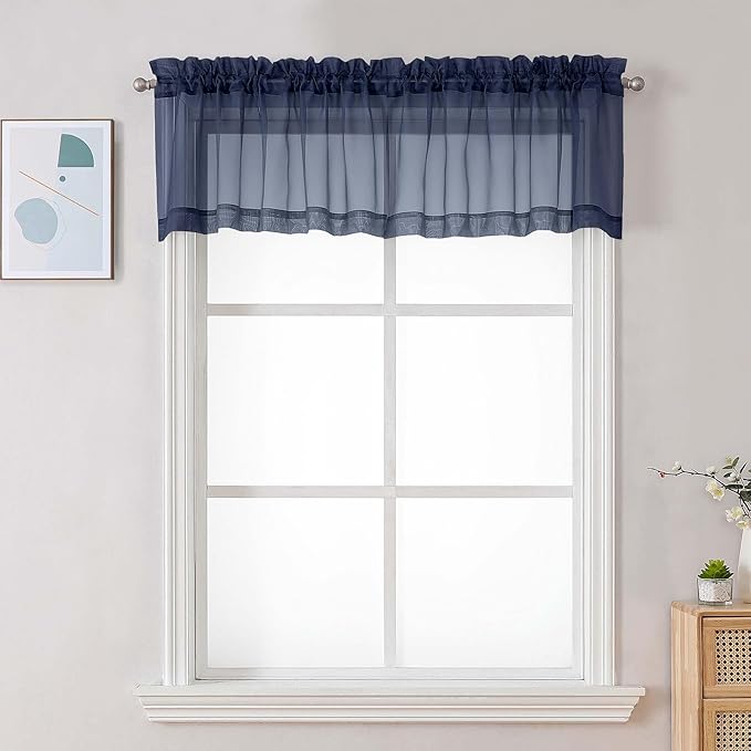 Chyhomenyc Navy Blue Sheer Valances by Chyhomenyc