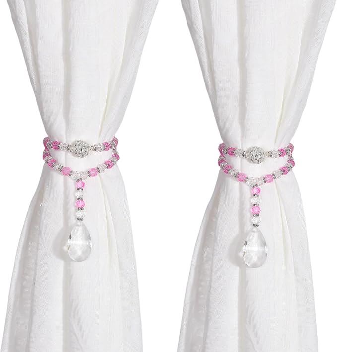 SUQ I OME 1 Pair of Luxury Crystal Beaded Magnetic Curtain Tieback and Holdback - Image 8