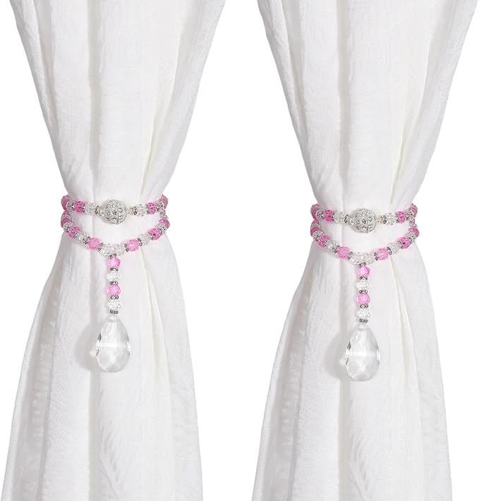 SUQ I OME 1 Pair of Luxury Crystal Beaded Magnetic Curtain Tieback and Holdback by SUQIOME