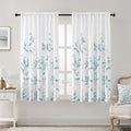 HOMEIDEAS Non-See-Through Teal and White Privacy Sheer Curtains 52 X 63 Inch by HOMEIDEAS
