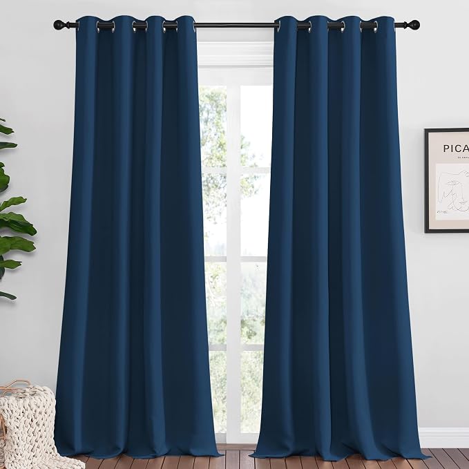 NICETOWN Moroccan Blue Blackout Curtains 90" Long by NICETOWN