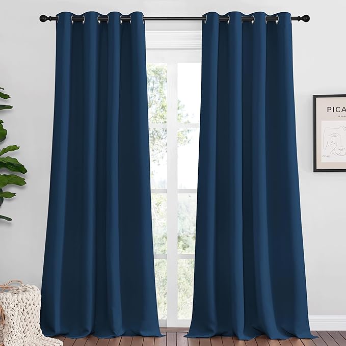 NICETOWN Moroccan Blue Blackout Curtains 108" Long by NICETOWN