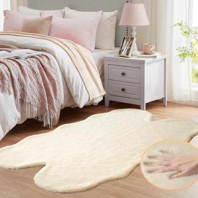 ORINOVA Light Brown Beige Fluffy Faux Fur Rugs - Image 2