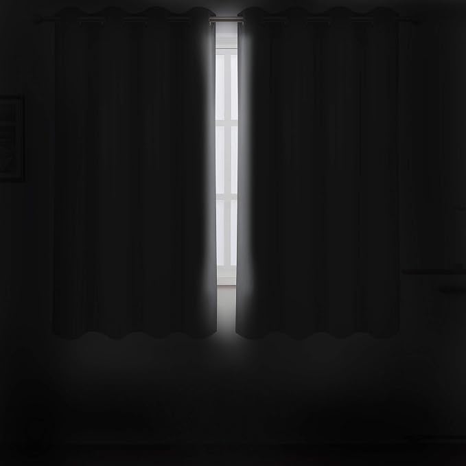 LEMOMO Grey Blackout Curtains/52 x 72 Inch/Set of 2 Panels Thermal Insulated - Image 3