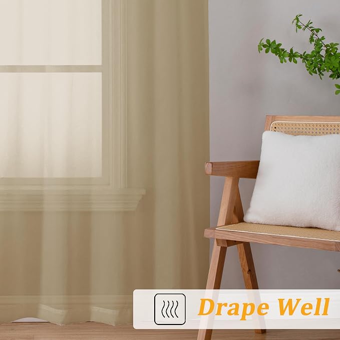 Gwine Taupe Sheer Curtains 63 Inch Length - Image 6