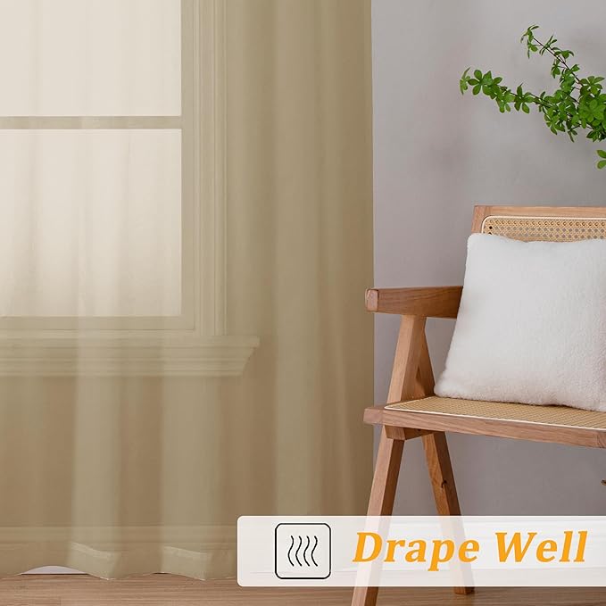 Gwine Taupe Valances for Windows, Small Light Filtering Rod Pocket Cafe Valance - Image 7