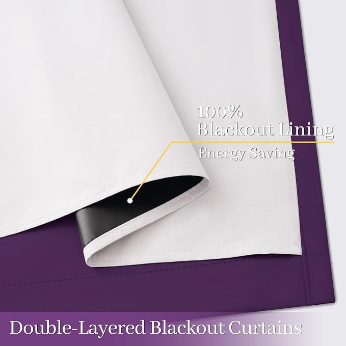 Yakamok 100% Blackout Curtain Panels 63 inches Cold and Light Blocking Drapes - Image 4