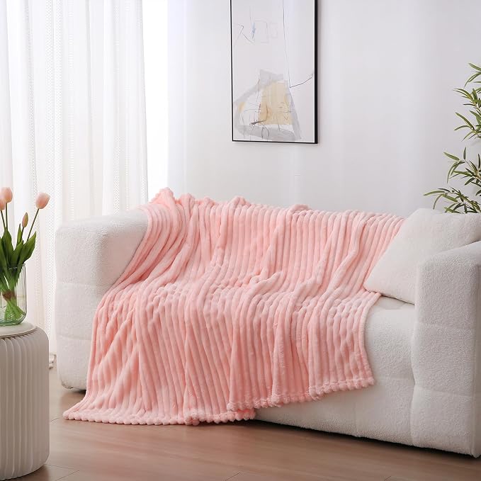 Valentines Day Decorations Light Pink Fleece Throw Blanket 50”×60” - Image 2
