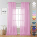 Lecloud Sheer Curtains 96 Inches Long 2 Panels, Light Pink Farmhouse Voile by Lecloud
