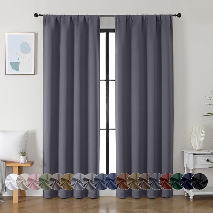Simplebrand Ava Grey Blackout Curtains by Simplebrand