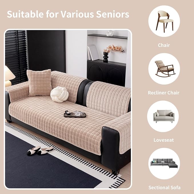 Velvet Couch Cover, Washable Sectional Sofa Cover, Anti Slip Sofa Slipcover - Image 5