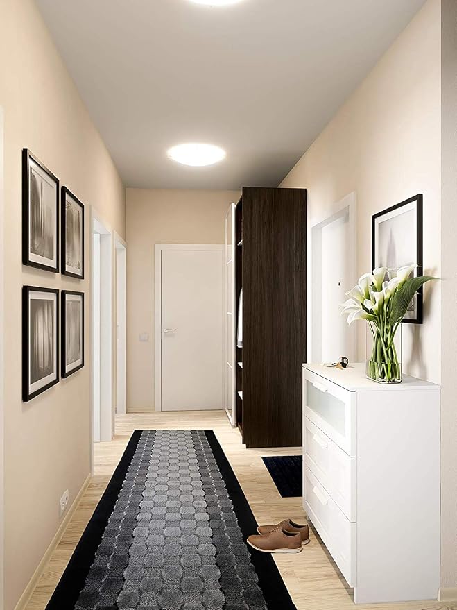 Custom Length Hallway Runner Rug, Slip Resistant, Checkered Black, 26 Inch X 32 - Image 3