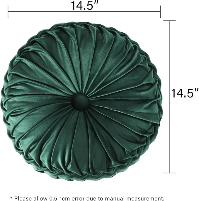 HIG Set of 2 Decorative Round Pleated Throw Pillows, Classy Accent Pumpkin - Image 4