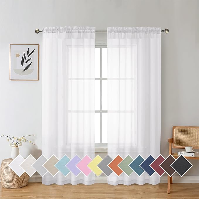 Aiyufeng Sheer Voile Window Treatment Rod Pocket Curtain Panels by Aiyufeng