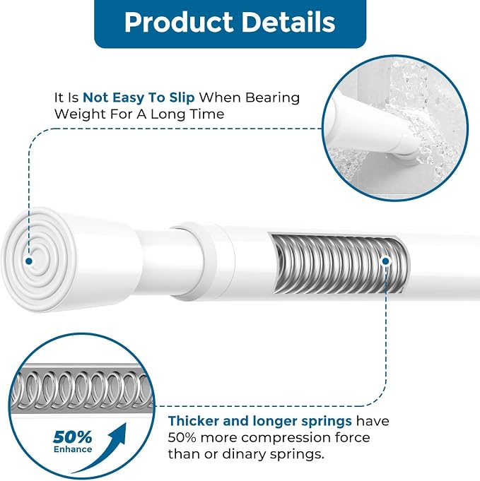 AIZESI 2pcs Spring Tension Rods Adjustable 26 to 39 inch Small Tension Curtain - Image 4