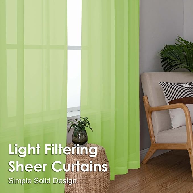 OVZME Sheer Curtains 63 inch Length 2 Panels Set - Image 6