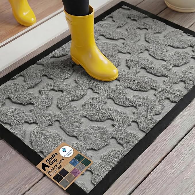GORILLA GRIP 100% Waterproof All-Season WeatherMAX Doormat 35x23, US Designed by GorillaGrip