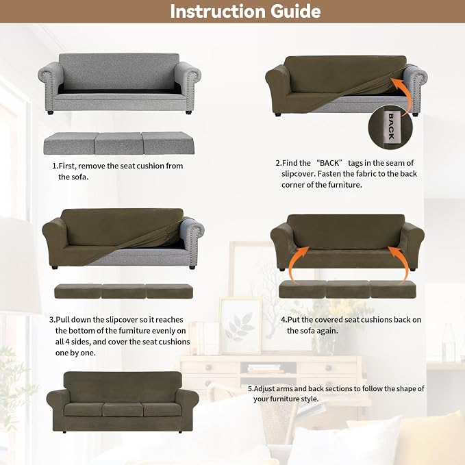 WEERRW 4 Pieces Velvet High Stretch Couch Covers - Image 6
