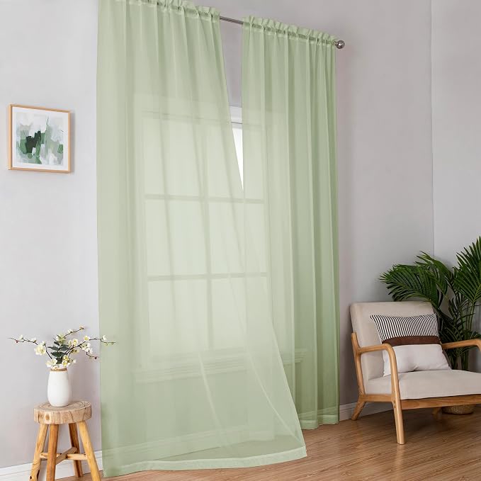 OWENIE Sheer Curtains 84 inches Long 2 Panels Set - Image 2