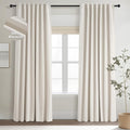 Topfinel 100% Blackout Linen Curtains 72 Inch Long Ivory Blackout Cream White by Topfinel