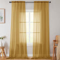 Extra Long Sheer Gold Curtains for Bedroom Living Room 108 Inches Long 2 Panels by WelvetBLK