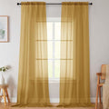 Extra Long Sheer Gold Curtains for Bedroom Living Room 120 Inches Long 2 Panels by WelvetBLK