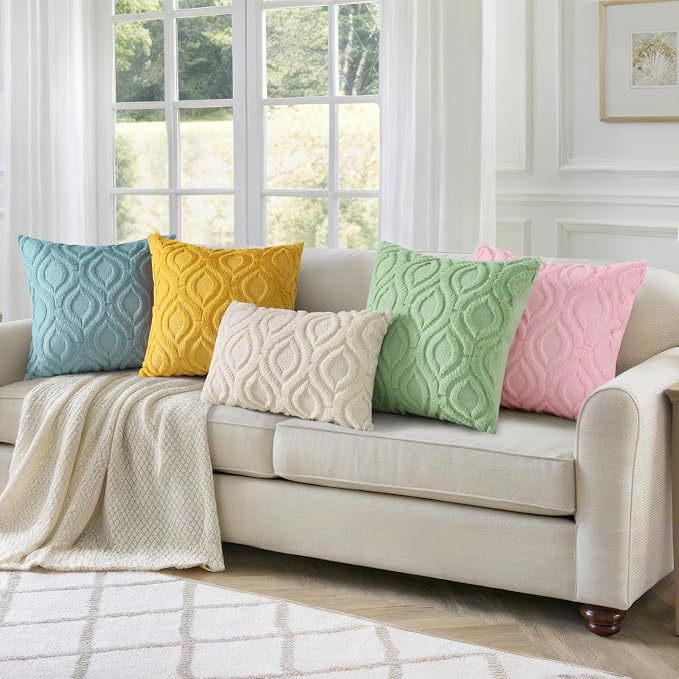 decorUhome Throw Pillow Covers 18x18 Inch Set of 2, Soft Plush Faux Wool Blue - Image 8
