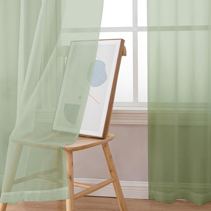 OWENIE Sheer Curtains 54 inches Long 2 Panles - Image 4