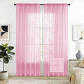 SpaceDresser Check Sheer Curtains 54 Inches 2 Panels Set, Rod Pocket Plaid by SpaceDresser