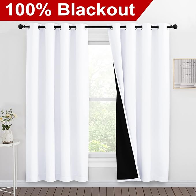 NICETOWN 100% Blackout Window Curtain Panels, Full Light Blocking Drapes - Image 2
