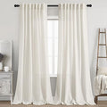 2 Panels Set Cream Linen Curtains 95 inches Long by Nanspring