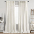 Back Tab Linen Curtains 96 inches Long 2 Panels Set by Nanspring